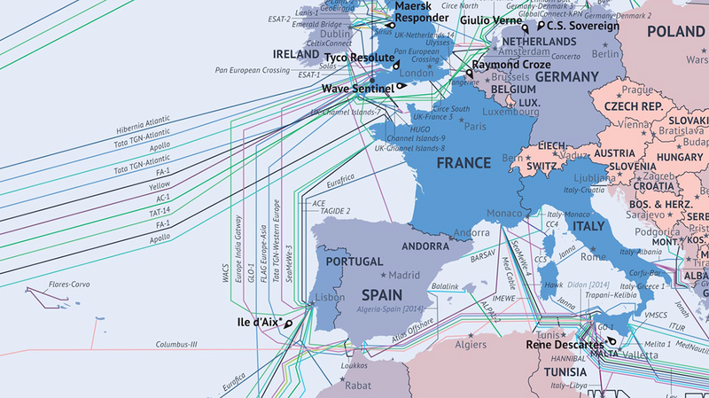 Illustration for article titled Aquí están todos los cables submarinos que hacen posible Internet